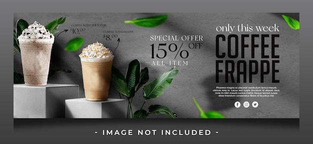 coffee frappe special drink for promotion social media post facebook cover banner template