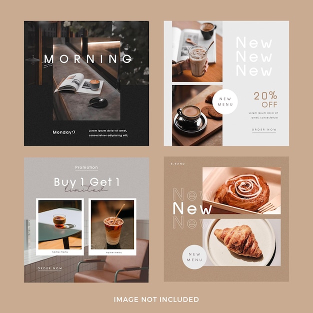 Coffee instagram post set Premium Psd