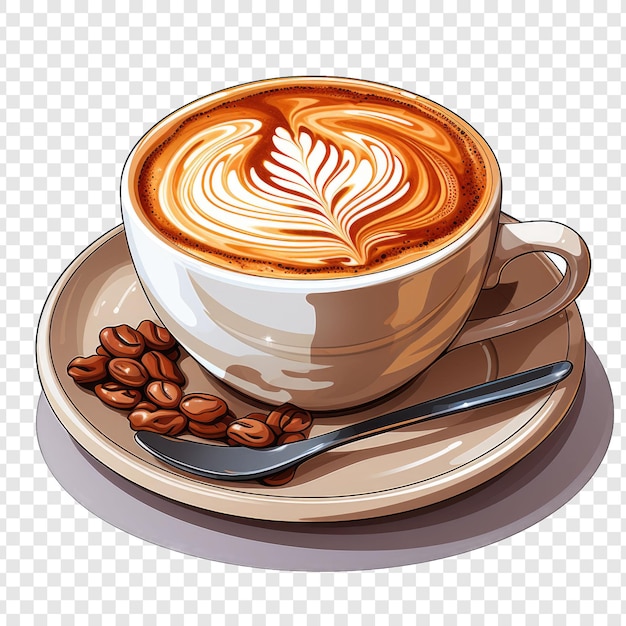 Coffee isolated style png with White background cartoon generative IA