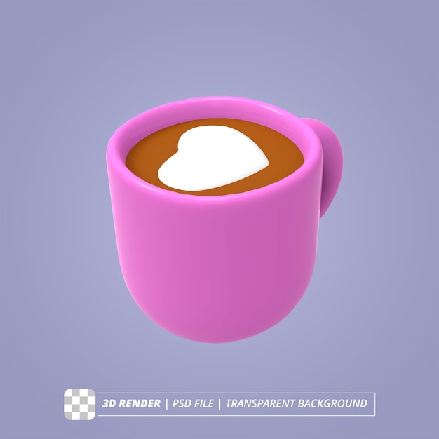 COFFEE LATTE HEART 3D RENDER