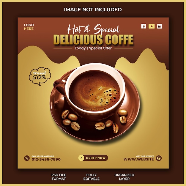 Coffee promotion social media instagram post banner template design