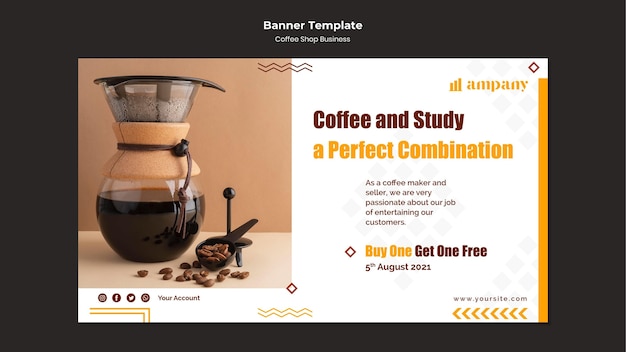 Coffee shop business banner design template