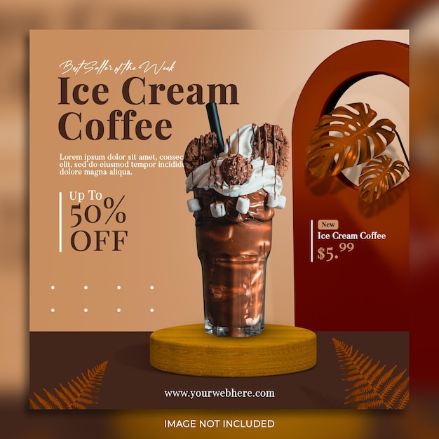 Coffee shop drink menu promotion social media instagram post banner template