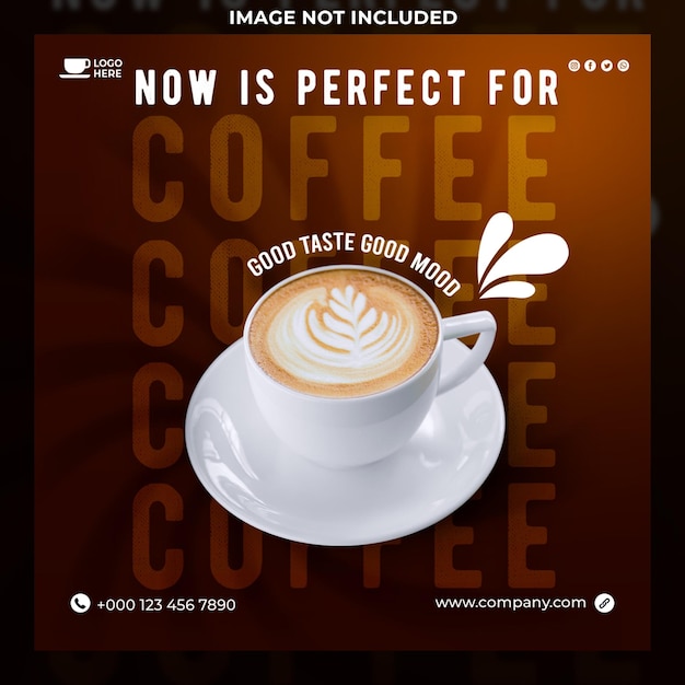 PSD coffee shop drink menu promotion social media instagram post banner template