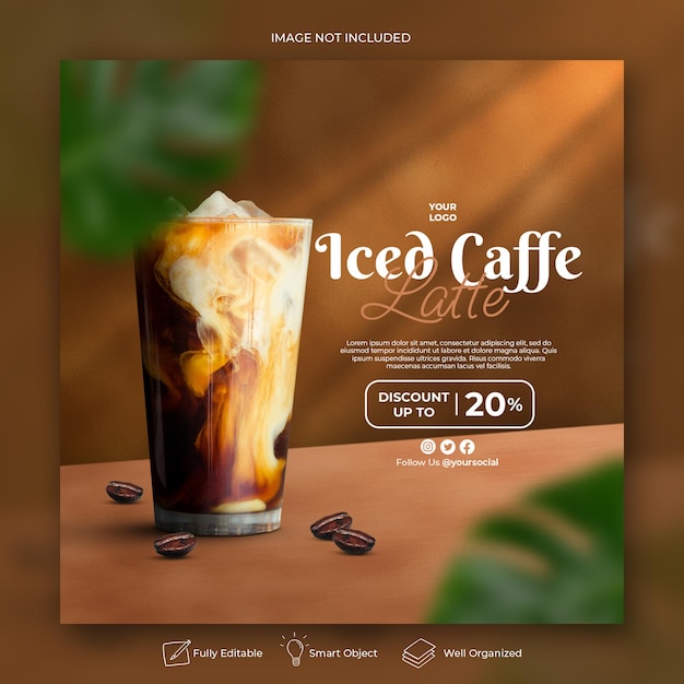 Coffee shop drink menu promotion social media instagram post banner template