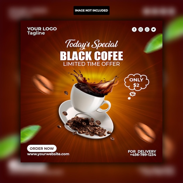 Coffee shop drink menu promotion social media Instagram post banner