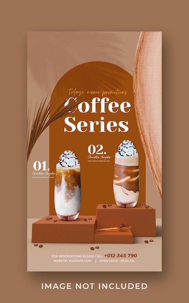 Coffee shop drink menu promotion social media instagram story banner template