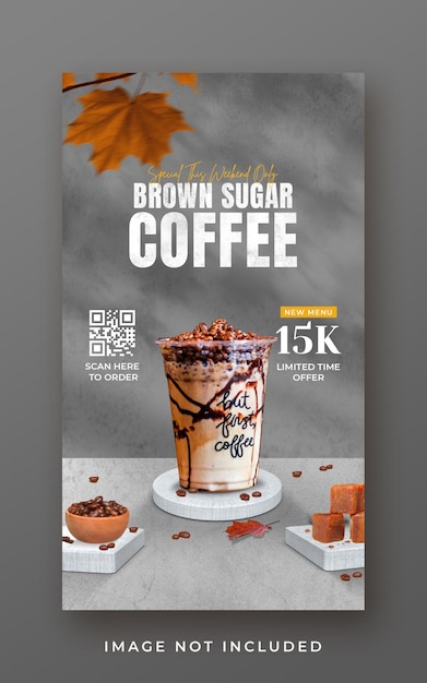 Coffee shop drink menu promotion social media instagram story banner template  