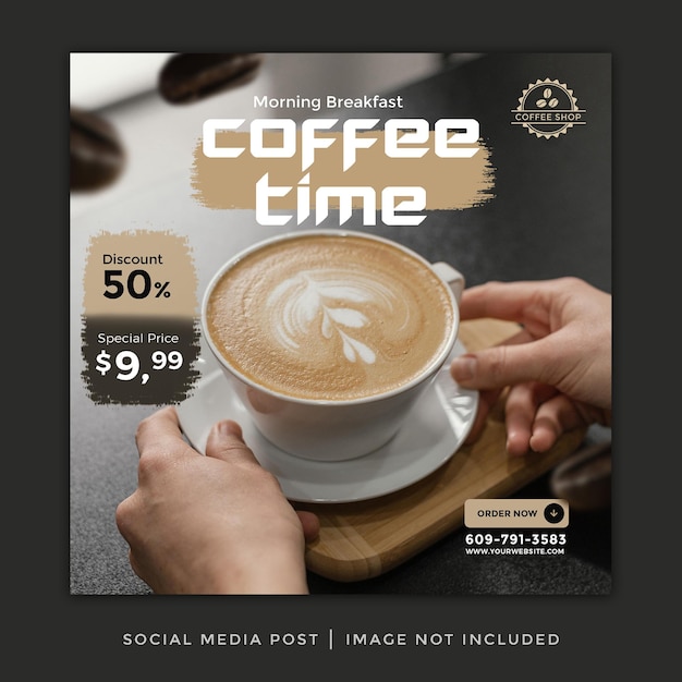 coffee shop flyer instagram post or social media banner coffee beans and coffee ornament 4