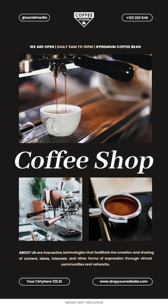 COFFEE SHOP instagram stories template psd design