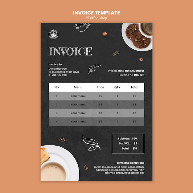 Coffee shop invoice template