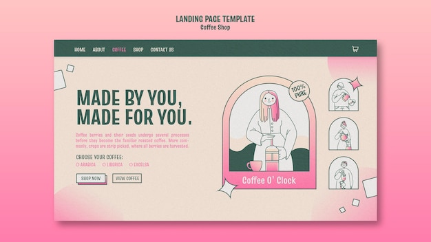 Coffee shop landing page