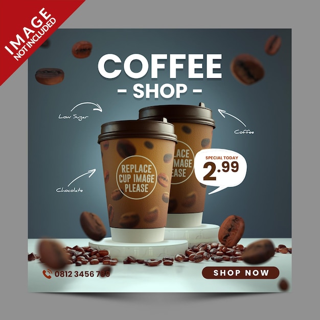 Coffee Shop Social Media Post Promotion Template Premium PSD