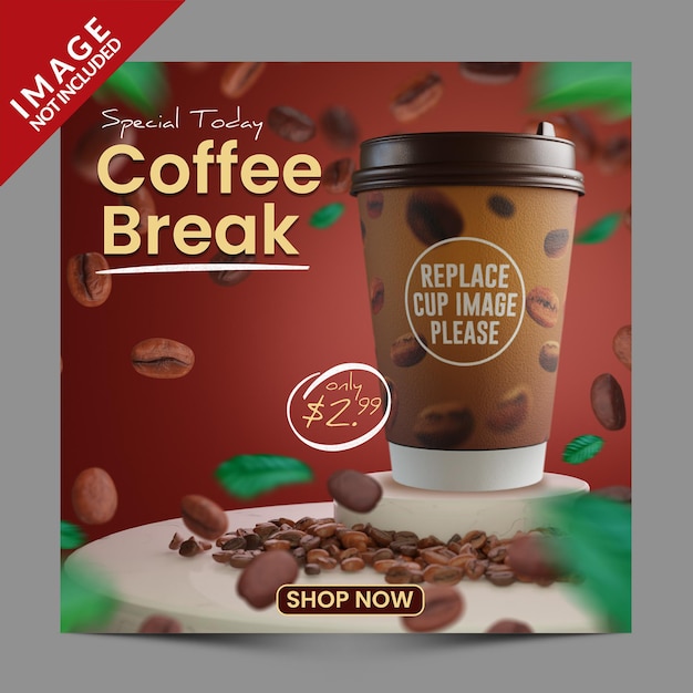 Coffee Shop Social Media Post Promotion Template Premium PSD