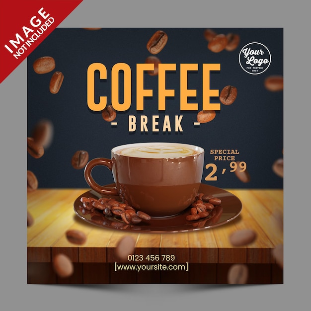 Coffee Shop Social Media Post Promotion Template Premium PSD