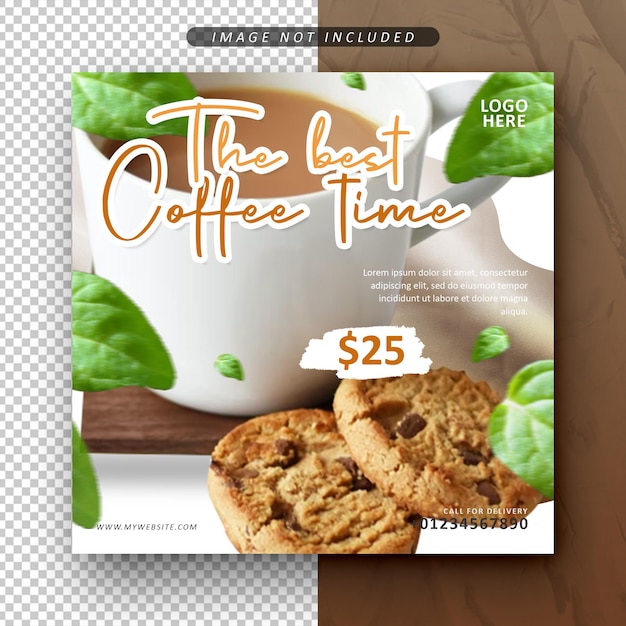 Coffee shop social media promotion post feed banner design