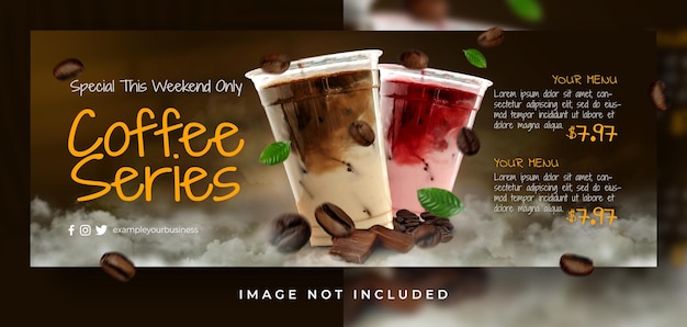 Coffee shop special coffee series sweet menu for cafe restaurant facebook cover banner template