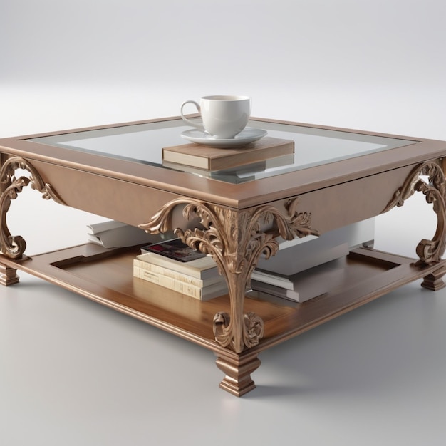 PSD a coffee table with books and a cup on top of it