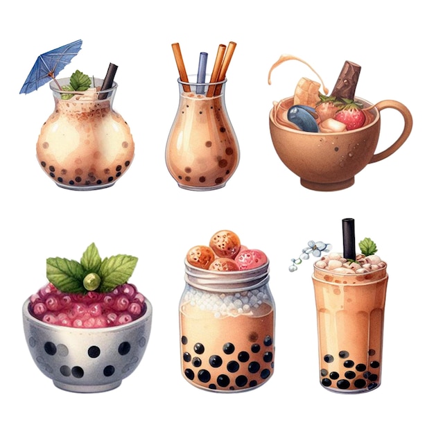 PSD coffee watercolor cliparts