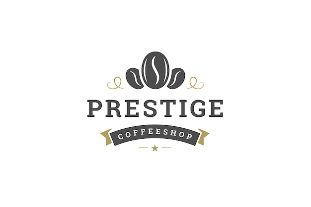 PSD coffeeshop logo design template fresh roasted coffee beans vintage