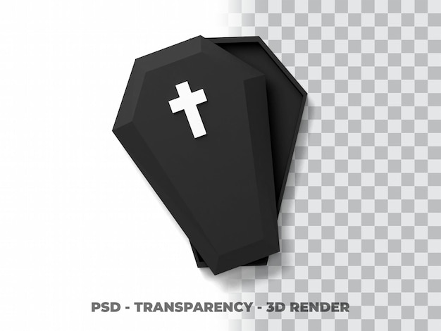 Coffin 3d model with transparency background