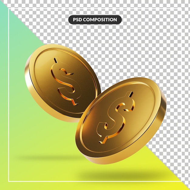 Coin 3d visual for composition isolated