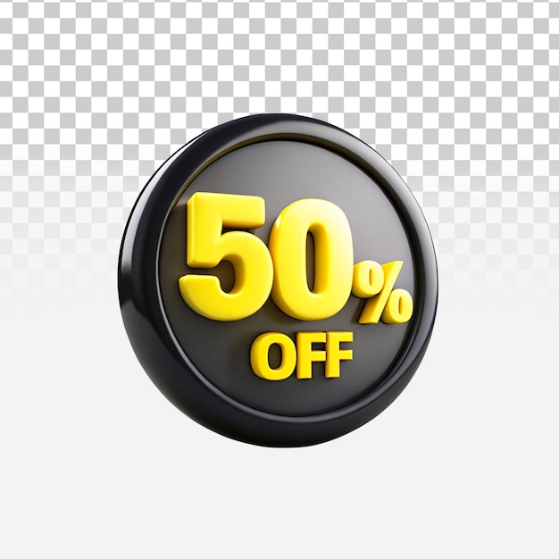 Coin 50 percent Icon isolated on transparent background