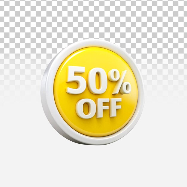 Coin 50 percent Icon isolated on transparent background