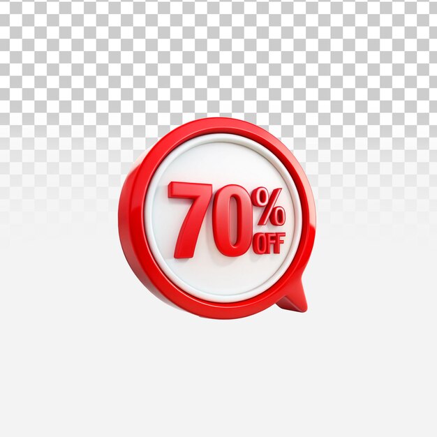 PSD coin 70 percent icon isolated on transparent background