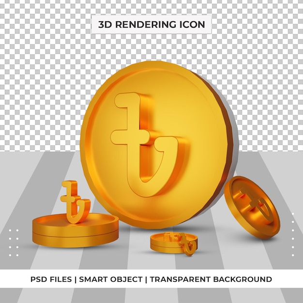 Coin bangladesh taka currency symbol gold 3d rendering