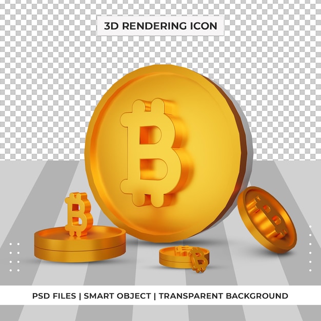 Coin bitcoin currency symbol gold 3d rendering