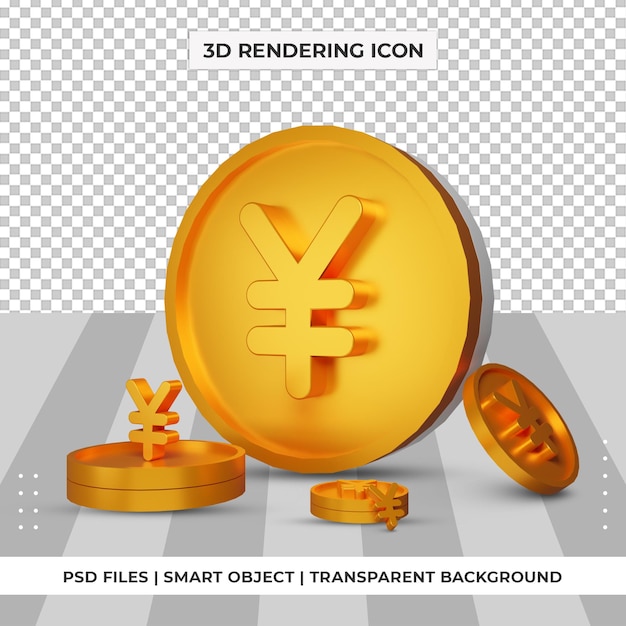 Coin chinese yuan currency symbol gold 3d rendering