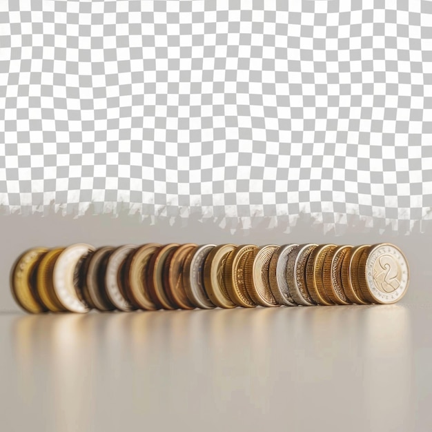 a coin is laying on the floor and the background is a square pattern