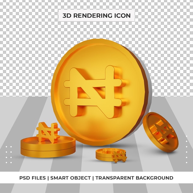 Coin nigeria naira currency symbol gold 3d rendering