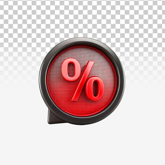 PSD coin percentage icon isolated on transparent background