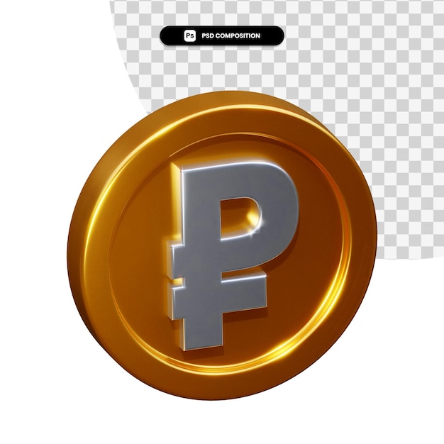 Coin ruble 3d rendering isolated