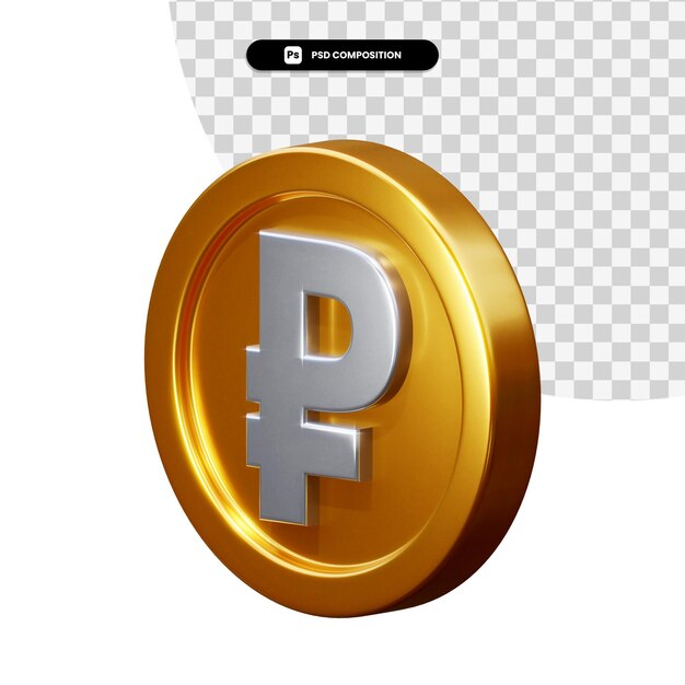 Coin ruble 3d rendering isolated