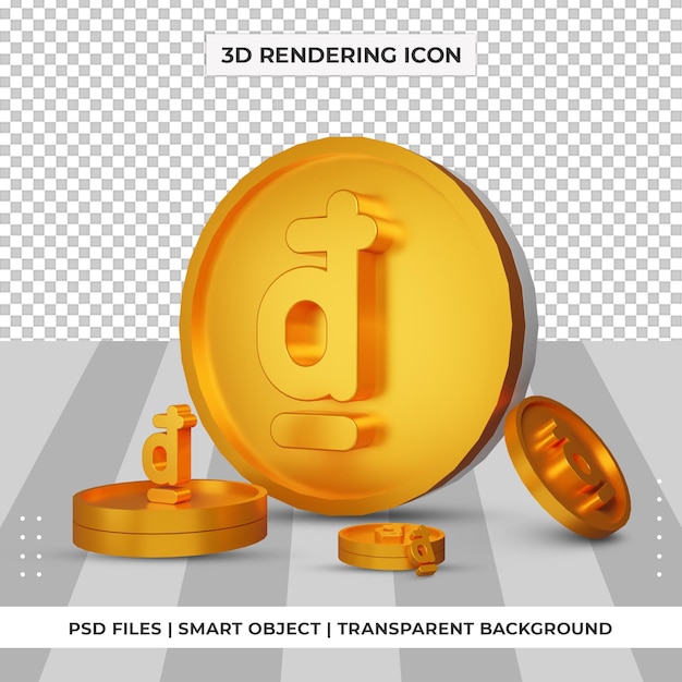 Coin vietnam dong currency symbol gold 3d rendering