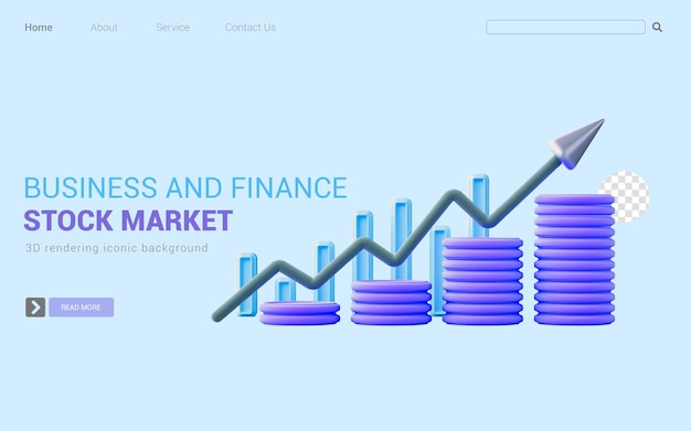 coin with chart up arrow sign 3d render concept for business and financial growth