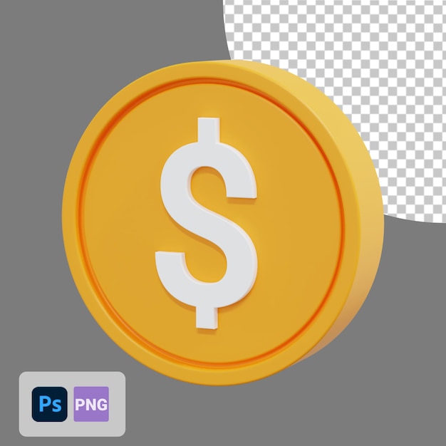 Coin with dollar symbol 3d icon