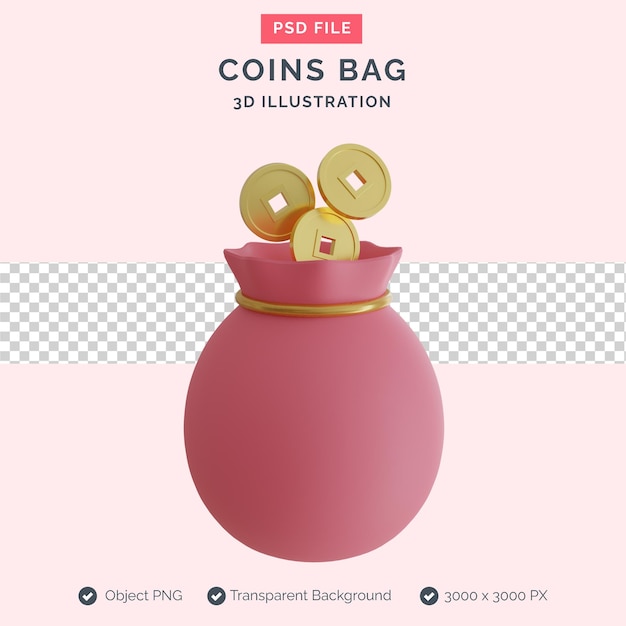 coins bag 3d illustration