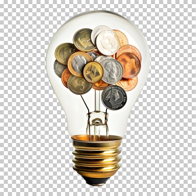 PSD coins in light bulb on transparent background highres 8k