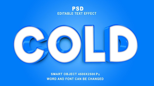 Cold 3d editable photoshop text effect template with cute background