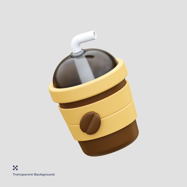 Cold Coffee Cup 3D Illustration