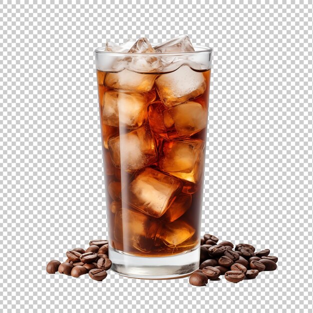 Cold coffee in cup isolated on transparent background