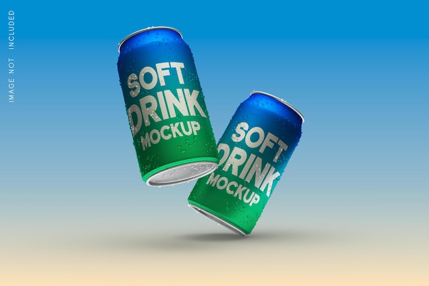 Cold Drink Cans with Water Drops