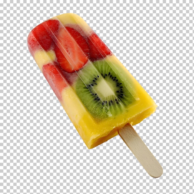 PSD cold summer fruit popsicle isolated on transparent background