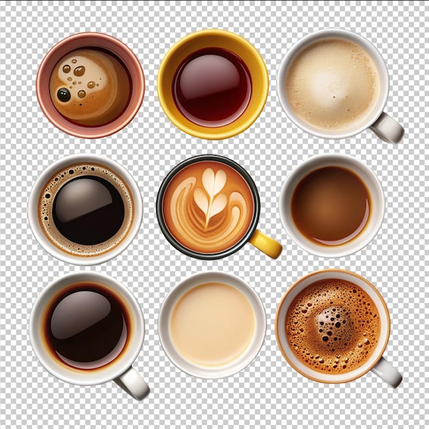 Collage of cups with tasty coffee