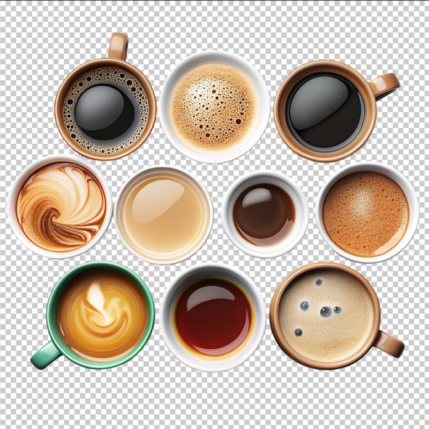 Collage of cups with tasty coffee