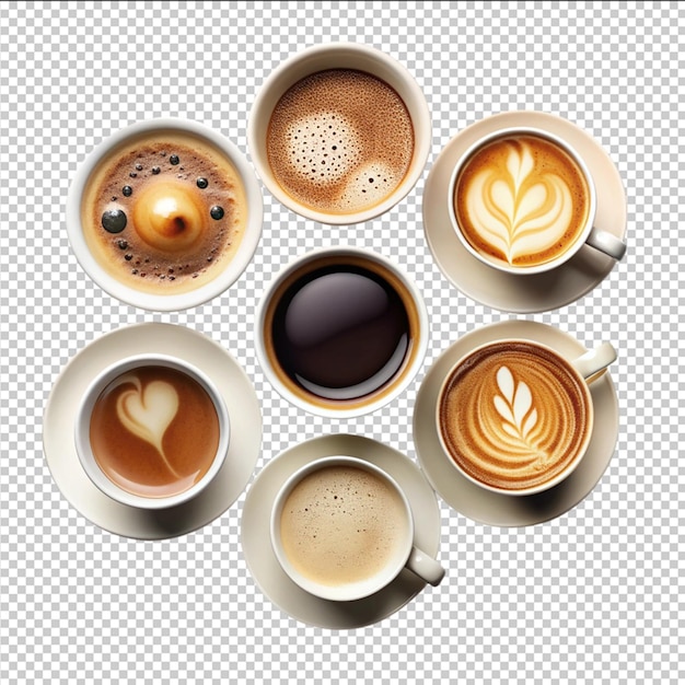 Collage of cups with tasty coffee